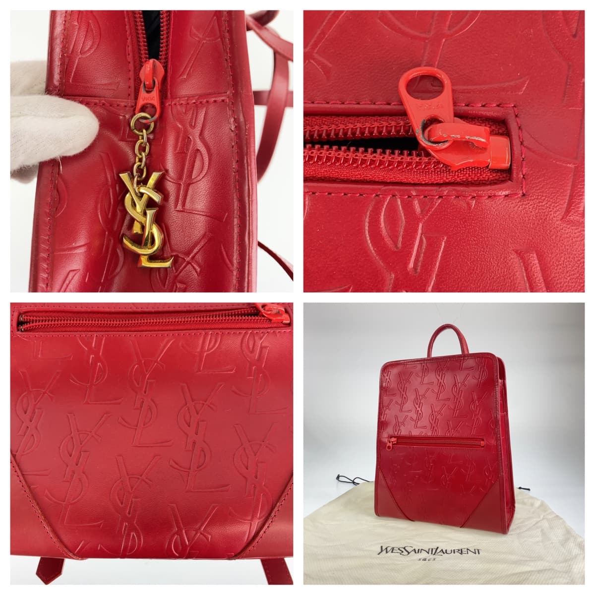 Yves Saint Laurent Red Backpack 126373 YVES SAINT LAURENT American Flag Canvas Backpack Bag Red main image 3