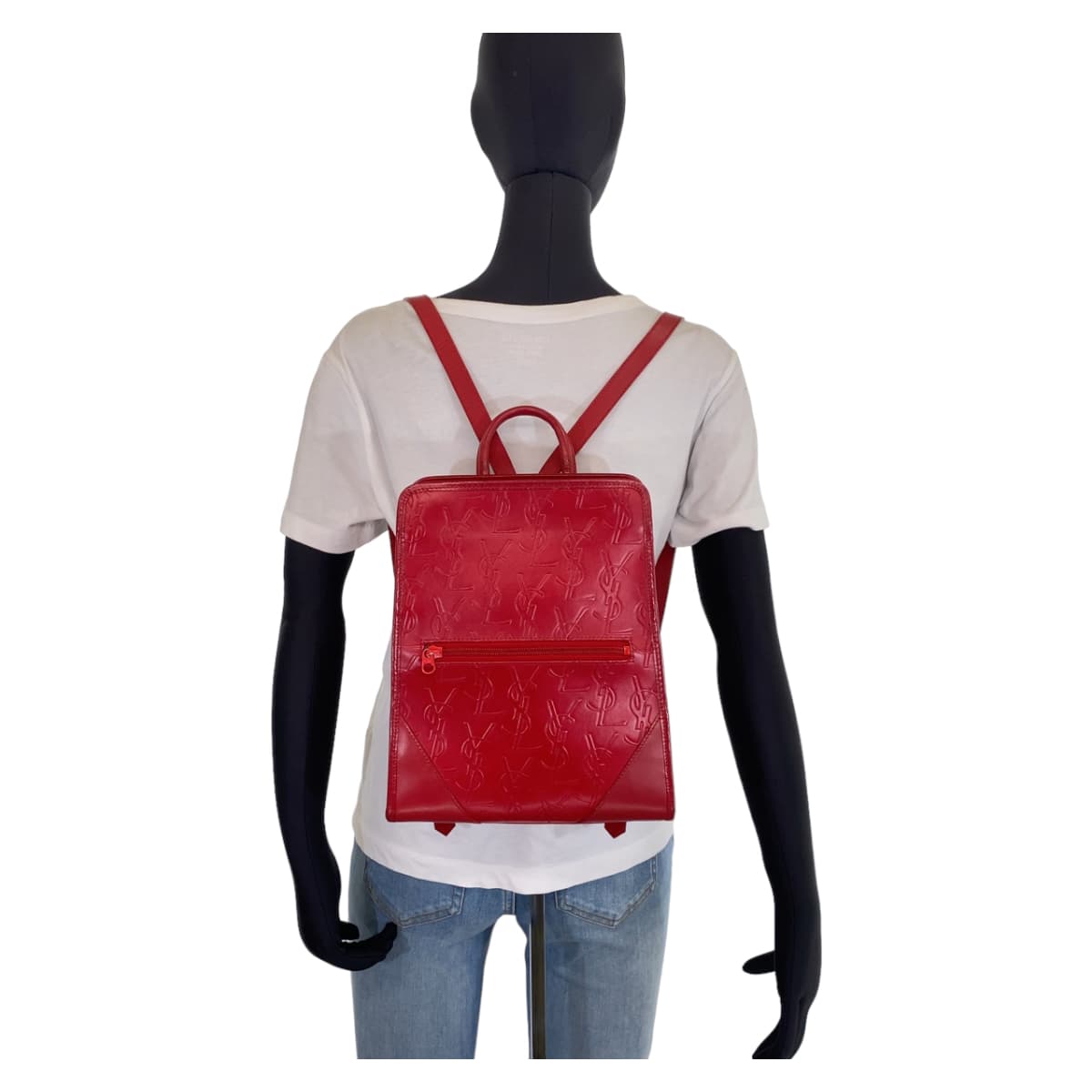 YVES SAINT LAURENT vintage YSL Backpack Red red leather | eBay display picture 1