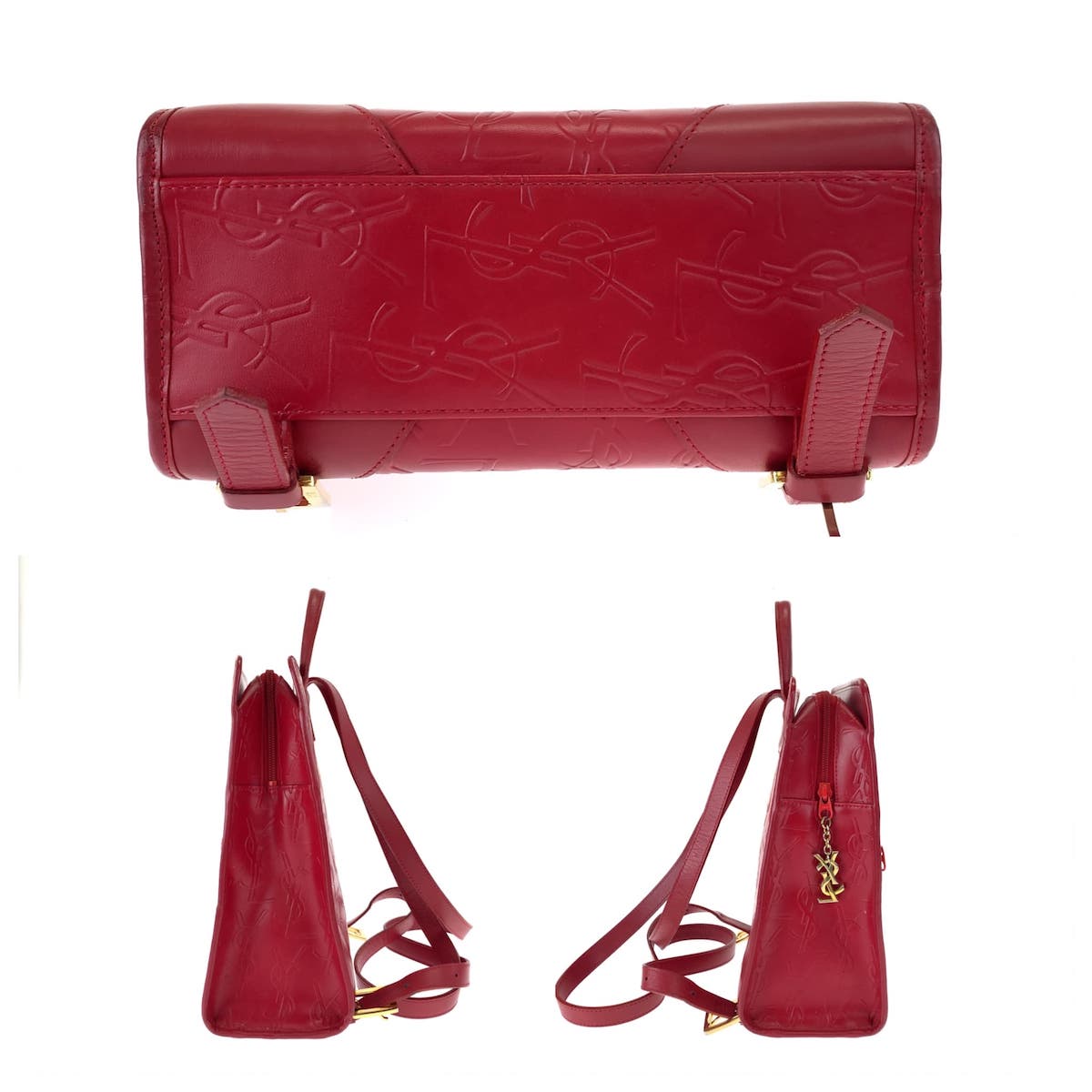 YVES SAINT LAURENT vintage YSL Backpack Red red leather | eBay display picture 3