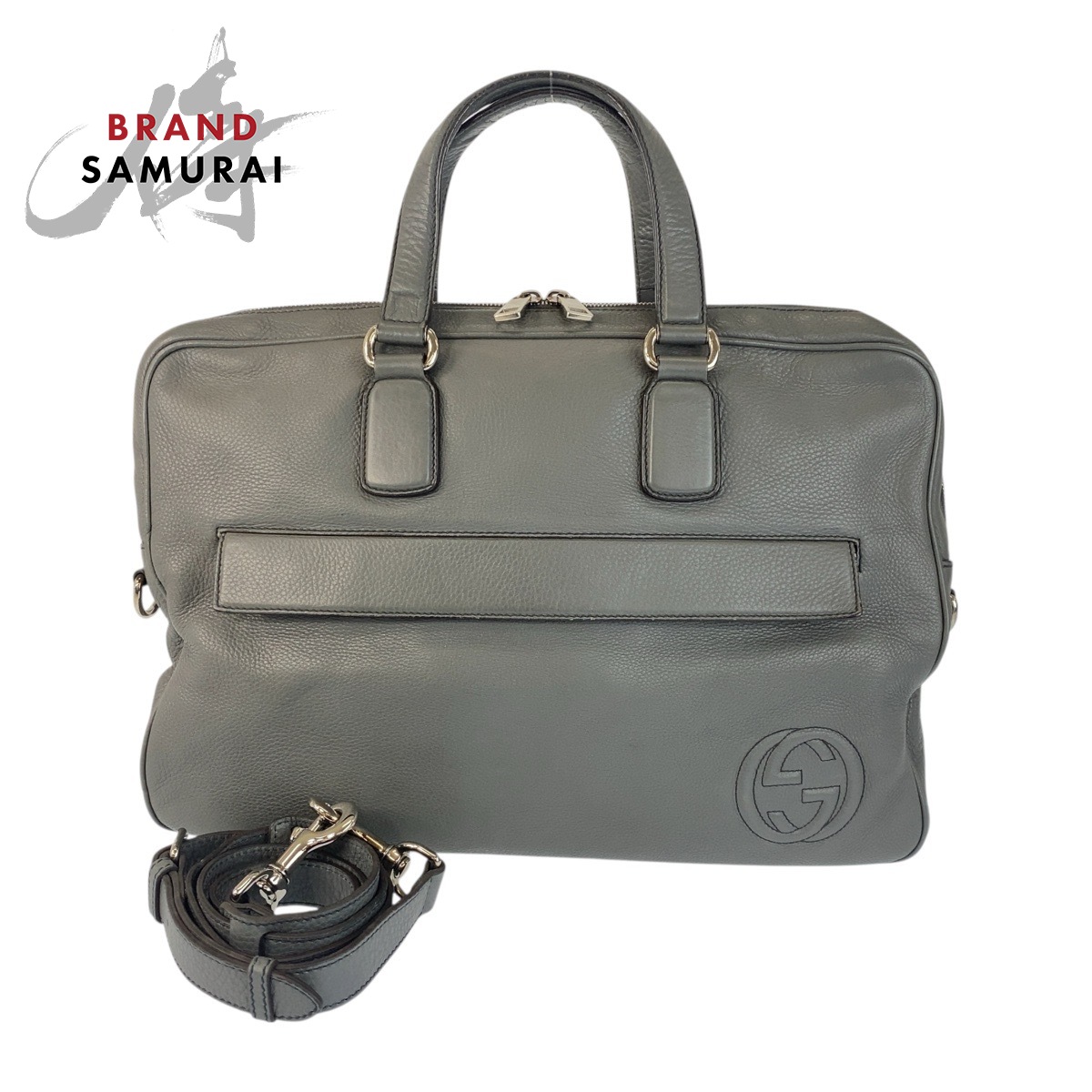 GUCCI Soho 322057 Business Bag Shoulder Bag Briefcase 2WAY Gray