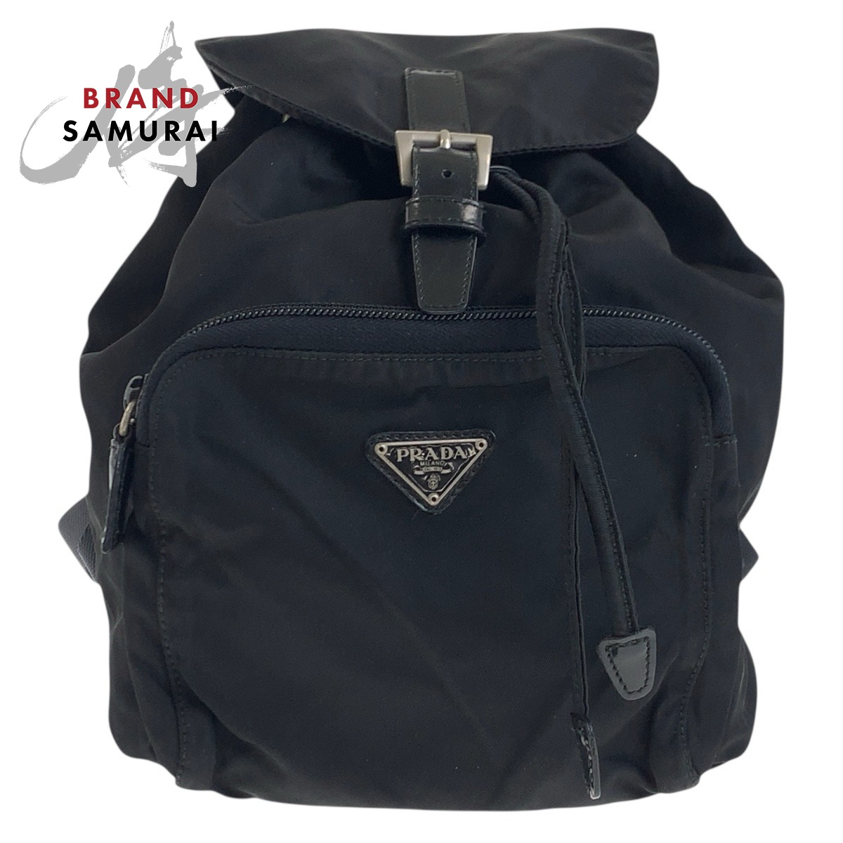 Prada Tessuto Triangle Logo Plate Black Silver Hardware Nylon Rucksack Sac PRADA Tessuto Triangle with logo Backpack Black  main image 4