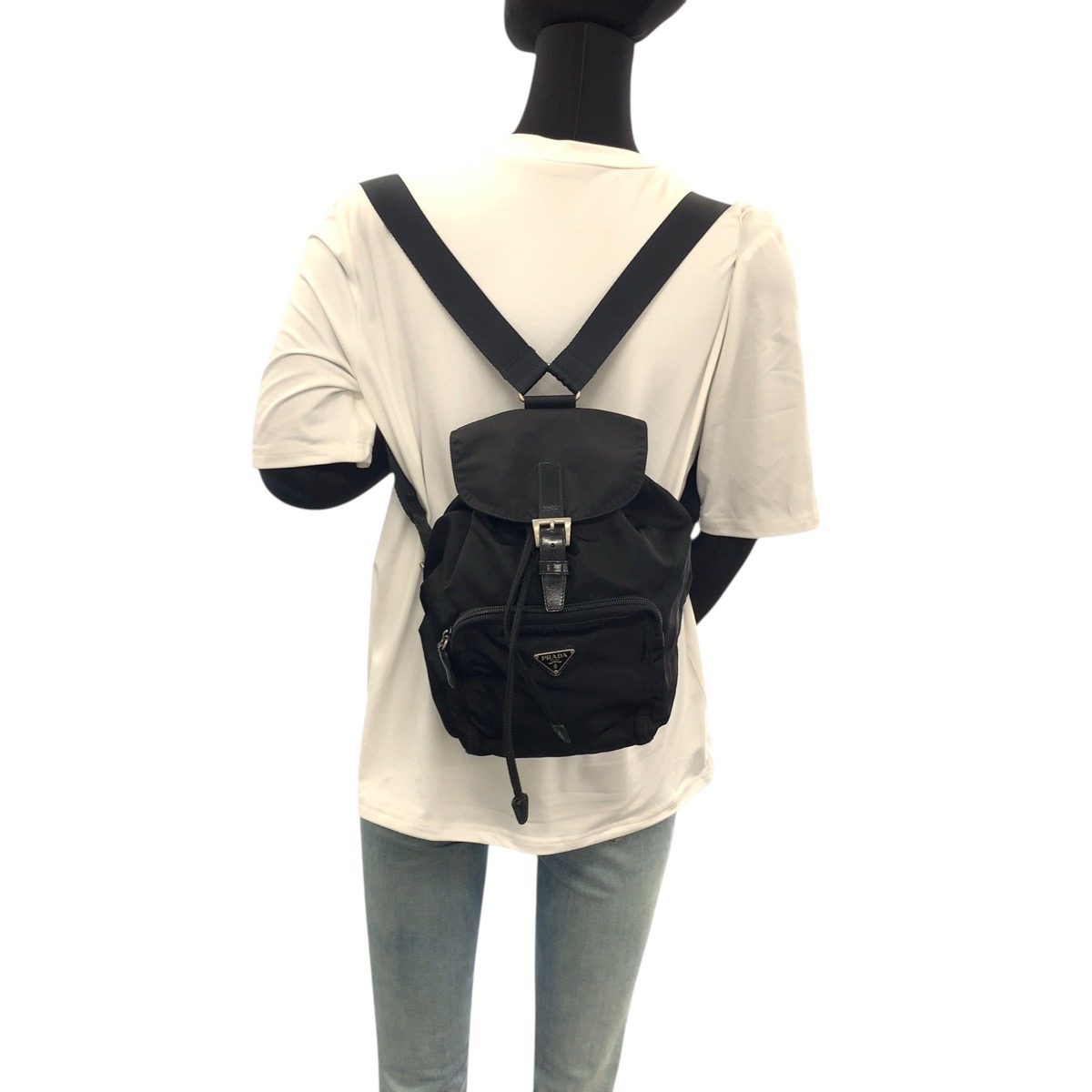 PRADA Tessuto Triangle with logo Backpack Black  display picture 1