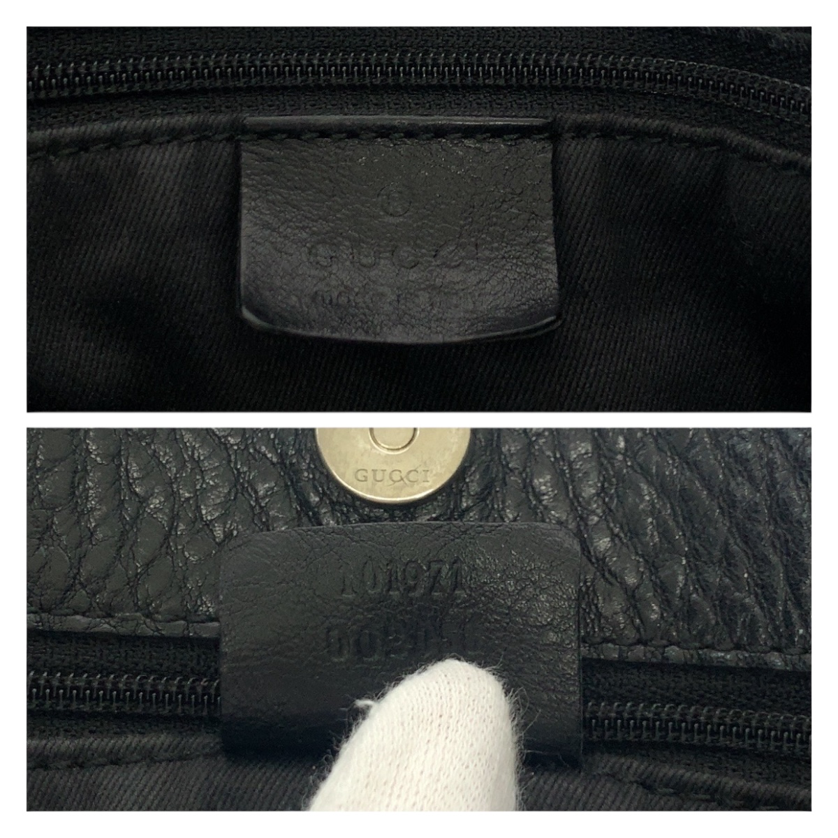 GUCCI 101971 Tote Bag Shoulder Bag Black Black Black Hardware GG