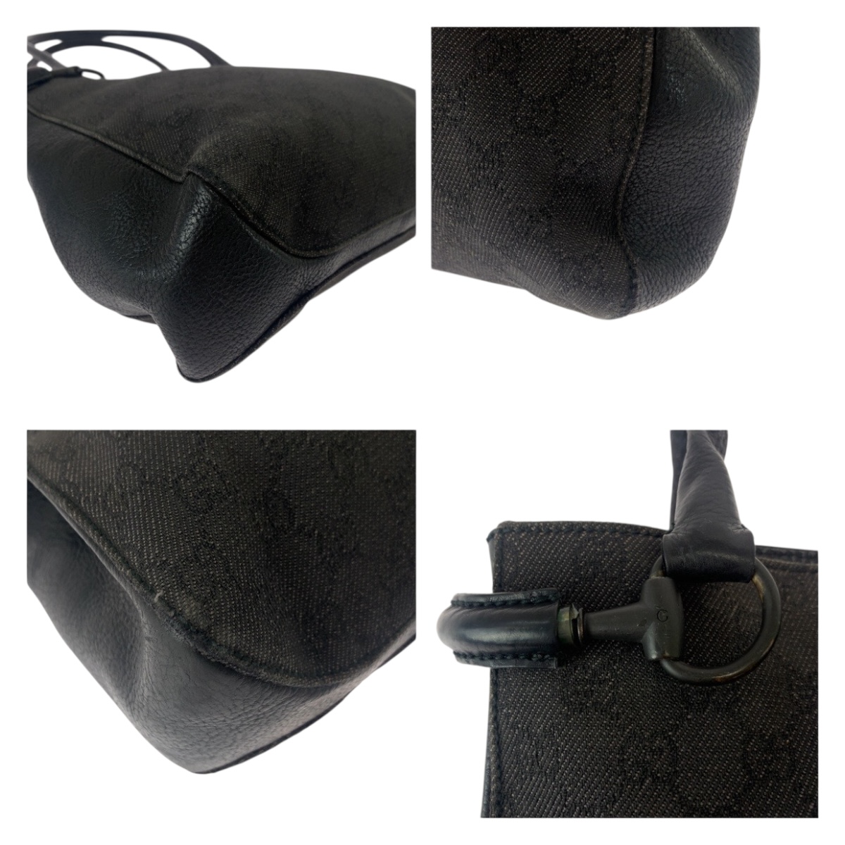 GUCCI ショルダーバッグ GUCCI 101971 Tote Bag Shoulder Bag Black Black Black Hardware GG