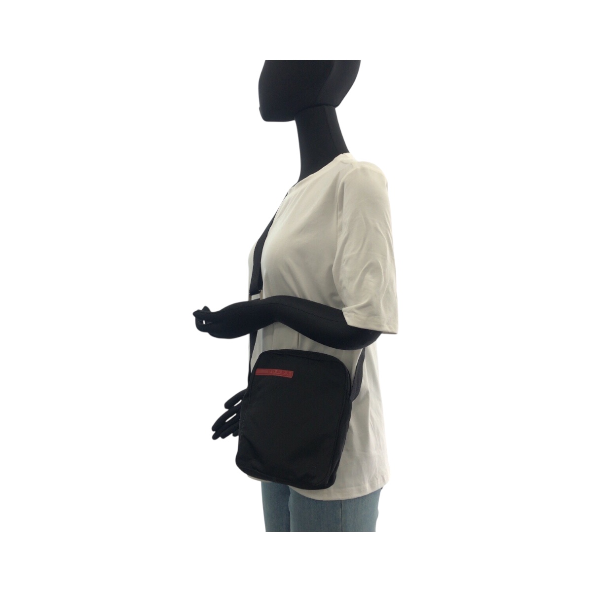 PRADA SPORTS Tessuto Shoulder Bag Pochette Black SilverHardware