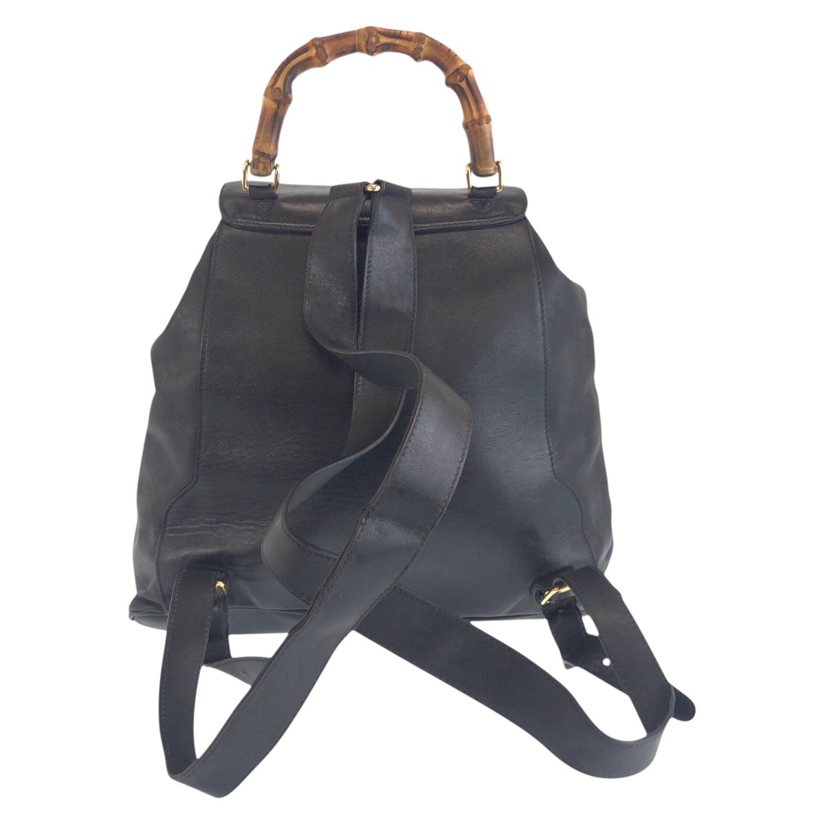 GUCCI vintage Bamboo 006 2040 0016 Backpack Black Black Gold