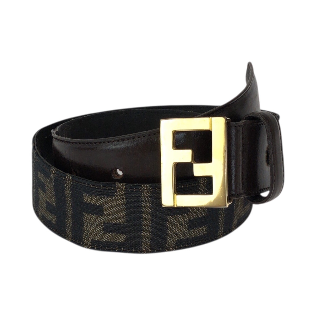 FENDI FF Logo Leather and Fabric Belt Fendi Black FF Logo Fabric Belt Size 75 cm main image 3
