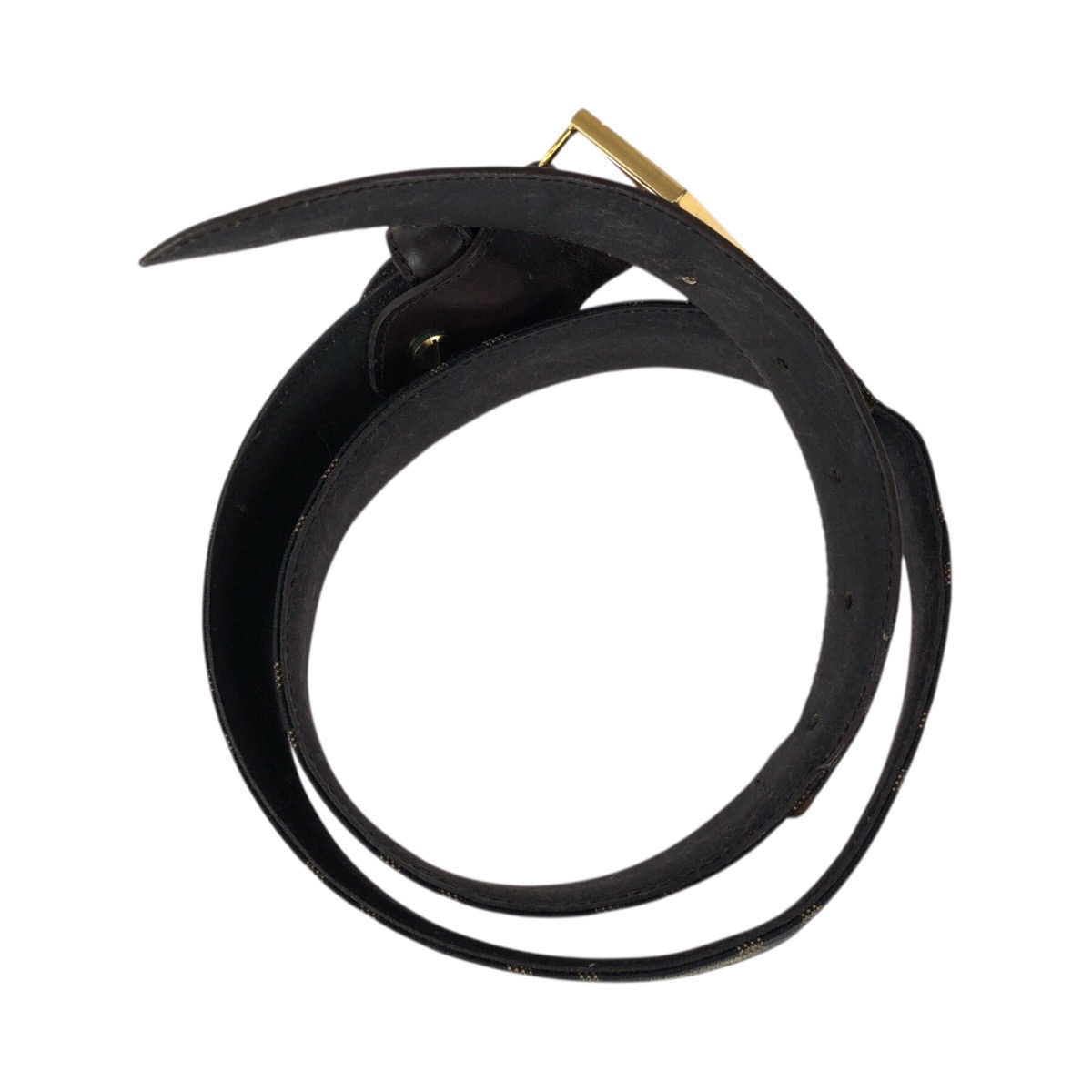 FENDI Zucca FF logo belt Dark brown gold hardware canvas  display picture 3