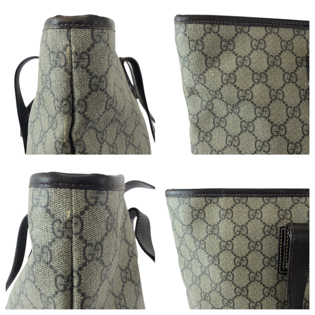 GUCCI 211137 Tote Bag Shoulder Bag Beige Gold Hardware GG Supreme