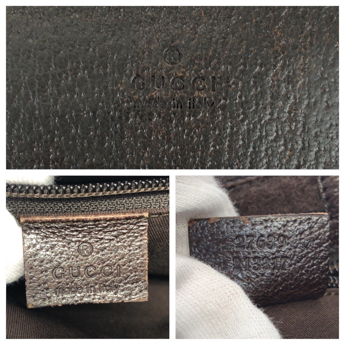 GUCCI 27639 Shoulder Bag Pochette Brown Beige SilverHardware GG