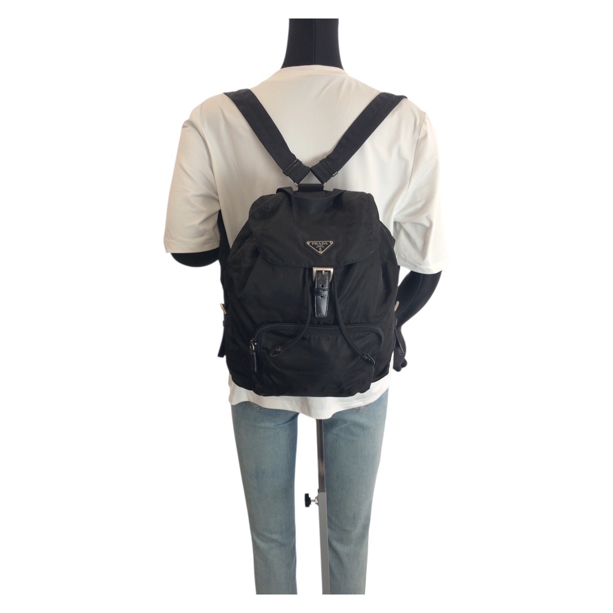 PRADA Tessuto Triangle with logo Backpack Backpack Black Nylon