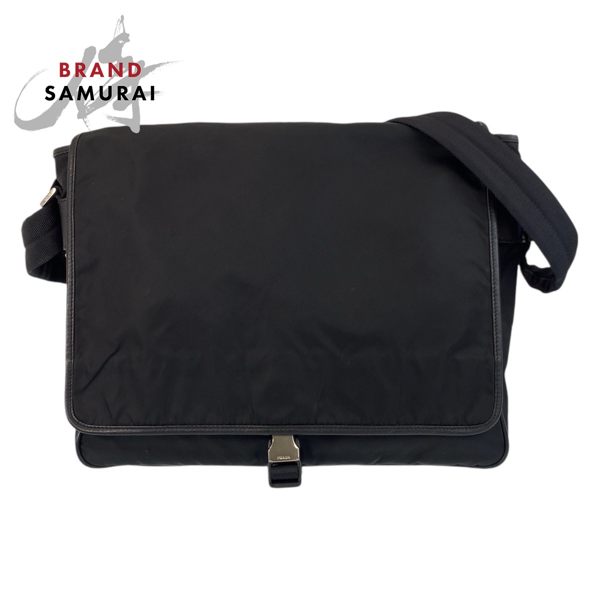 PRADA Tessuto Triangle with logo Shoulder Bag Messenger Bag Black