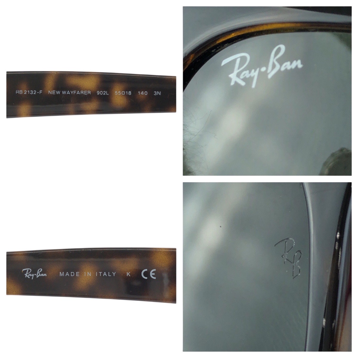 Ray-Ban NEW WAYFARER CLASSIC RB2132-F 902L Sunglasses Brown Green