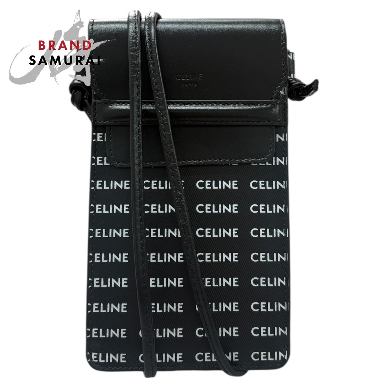 CELINE ロゴ入り ケース CELINE Logo print Shoulder Bag Phone Pouch Mobile Pouch Black