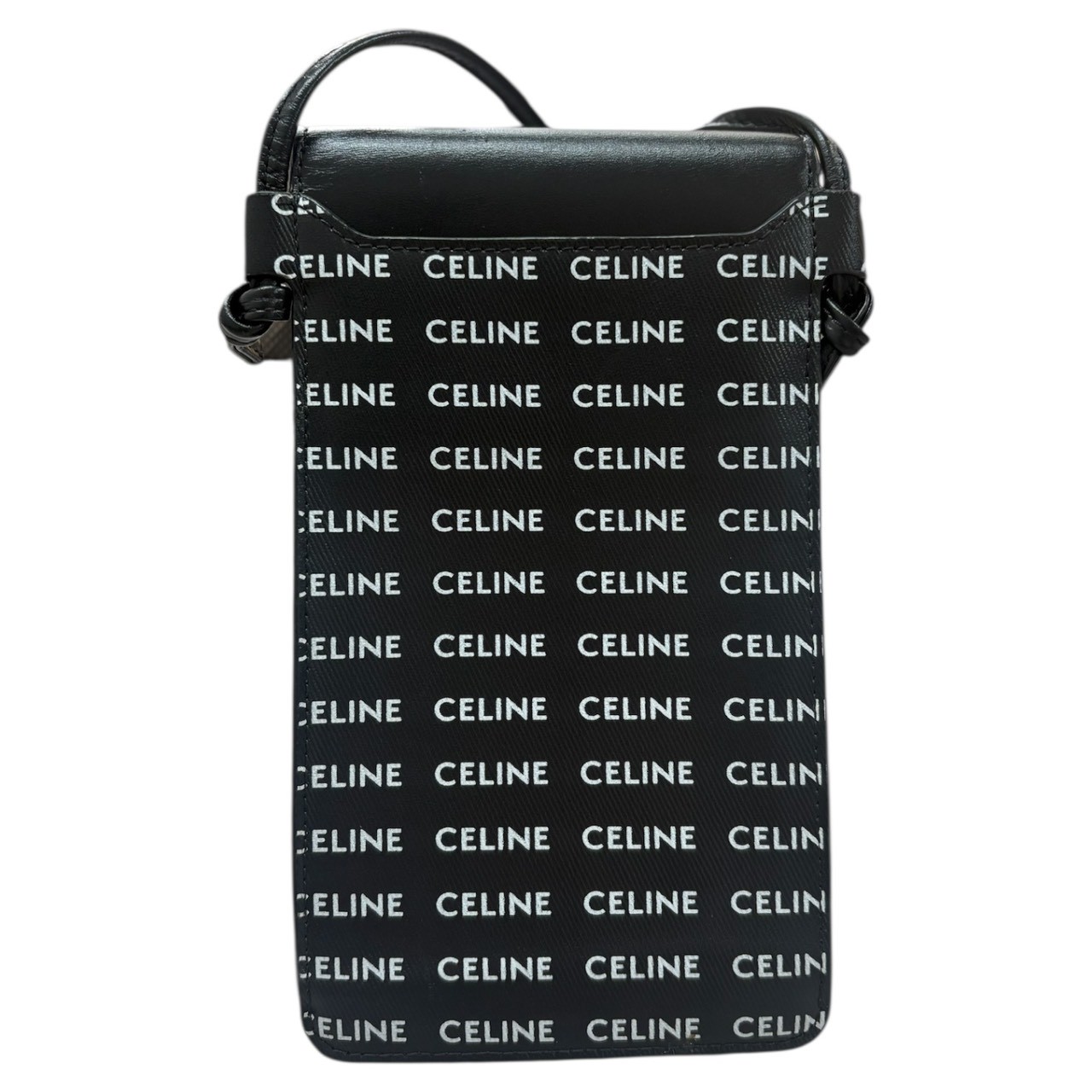 CELINE Logo print Shoulder Bag Phone Pouch Mobile Pouch Black