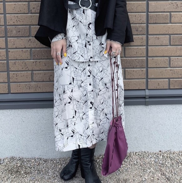 6 ROKU BEAUTY&YOUTH UNITED ARROWS Japan LINE PRINT SKIRT 36 6 ROKU BEAUTY&YOUTH UNITED ARROWS Japan LINE PRINT SKIRT 36