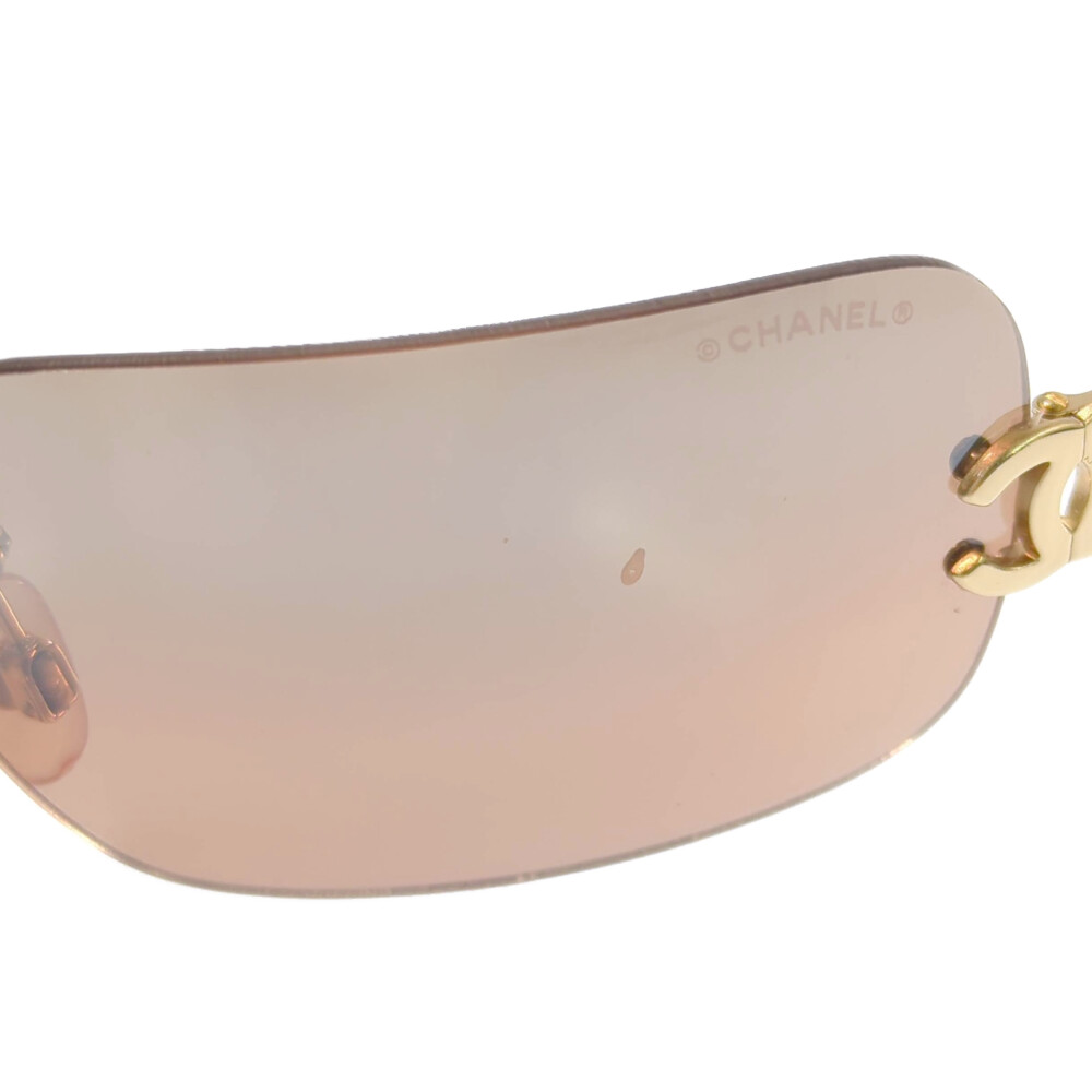 CHANEL COCO Mark Rimless Square Lens Sunglasses/4068/Gold