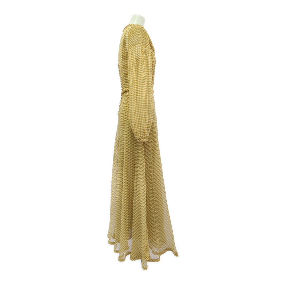 FENDI See-through Gingham Check Chiffon Silk Dress FDA827