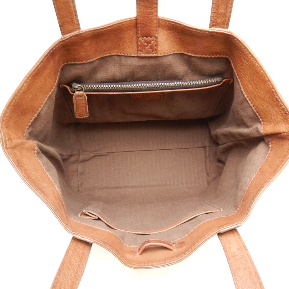 genten Tote Bag Leather Brown /058647