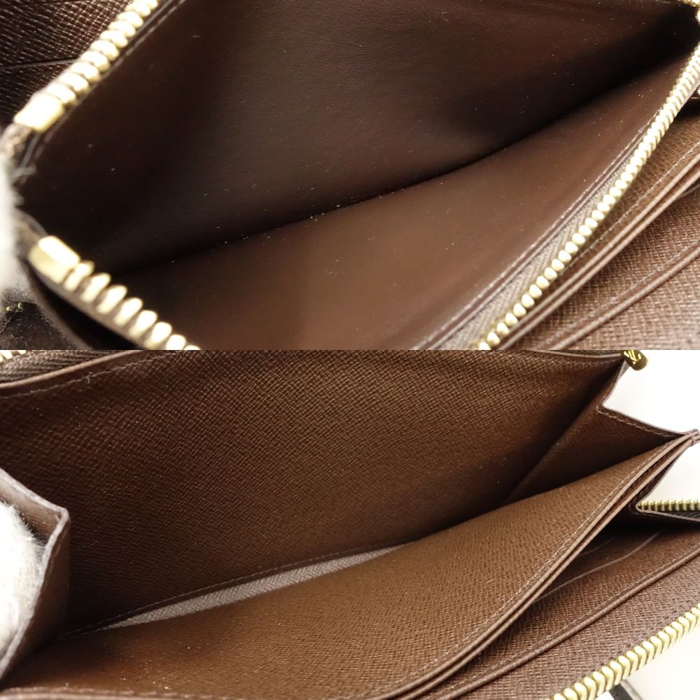 LOUIS VUITTON Damier Purse Zippy wallet N60015 Ebene/180856