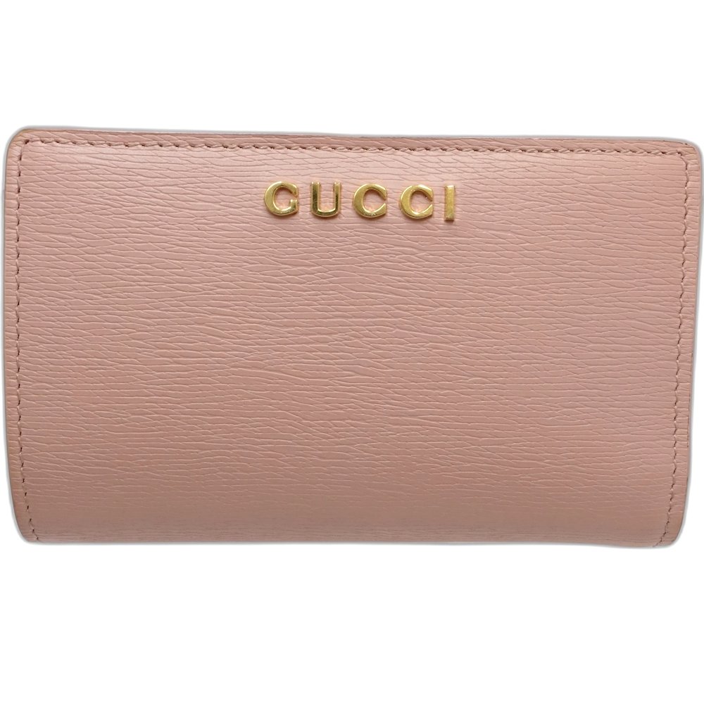GUCCI Script Business Card Holder Wallet 772640 Leather Pink