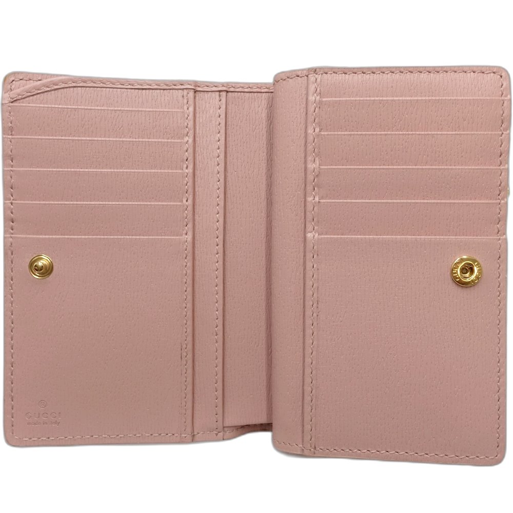 ケース GUCCI Script Business Card Holder Wallet 772640 Leather Pink