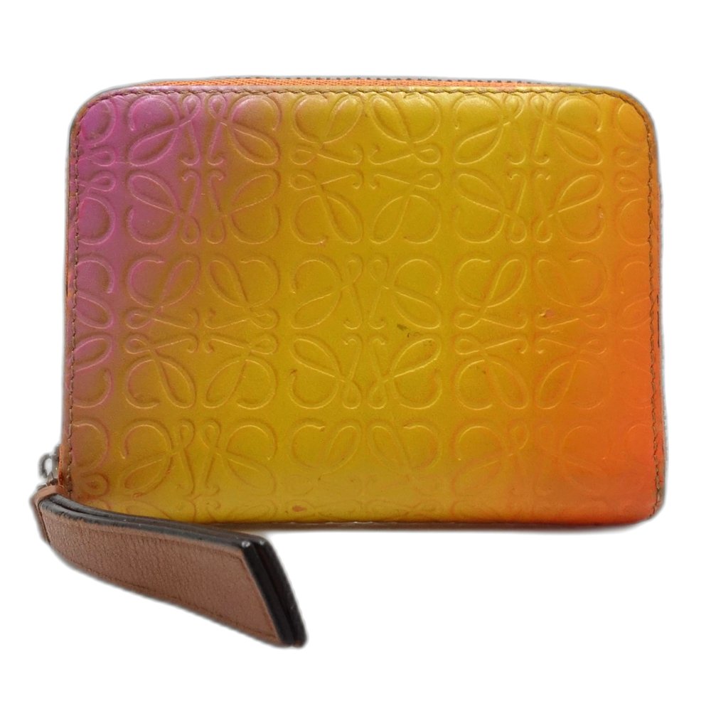 LOEWE Coin case 6 card zip wallet 101901 Leather Orange /181301 | eBay