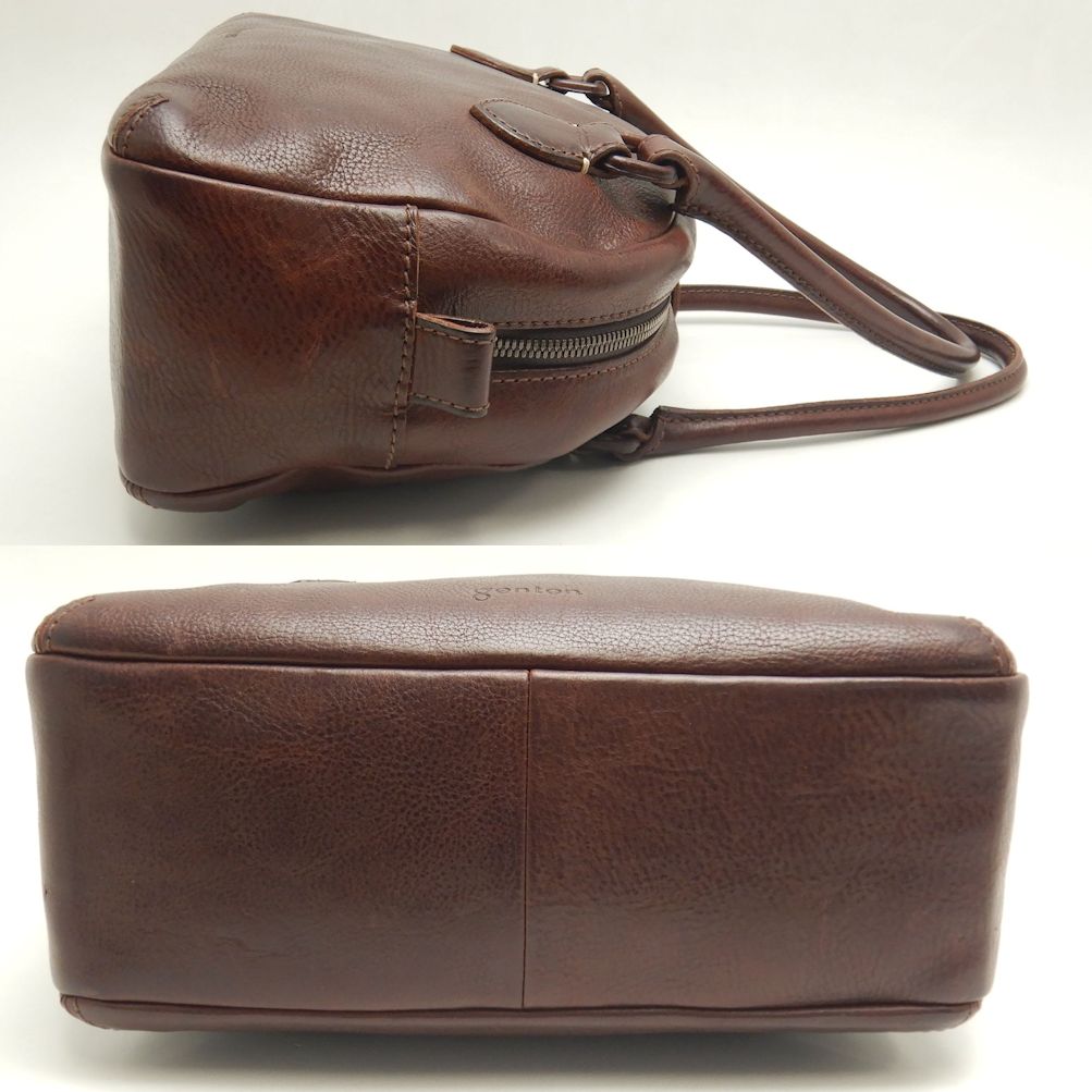 genten Handbag Leather Dark brown/252719 | eBay