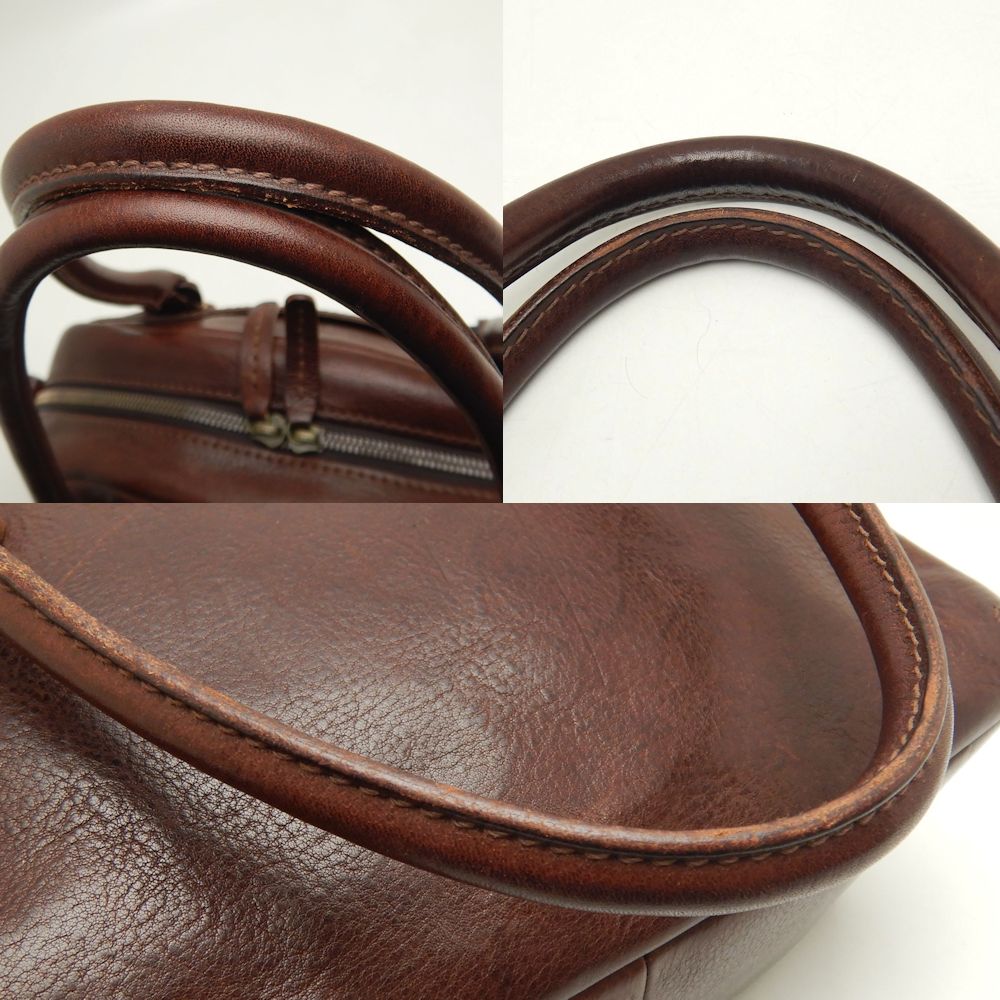 genten Handbag Leather Dark brown/252719 | eBay