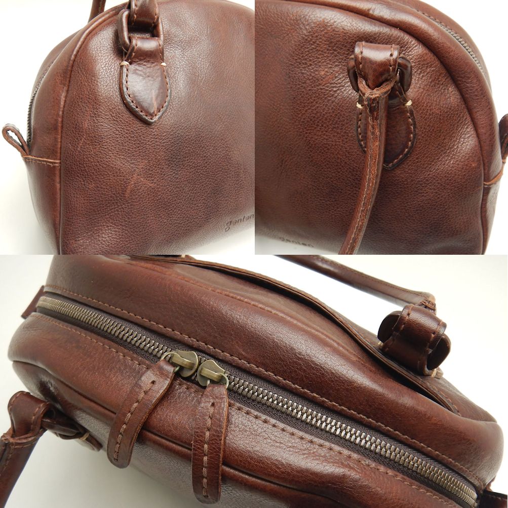 genten Handbag Leather Dark brown/252719 | eBay