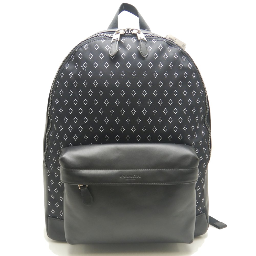 COACH F11271 Charles Backpack, Nylon x Leather, Black, Chalk Foulard, Outlet, $_57.JPG?set_id=880000500F main image 2