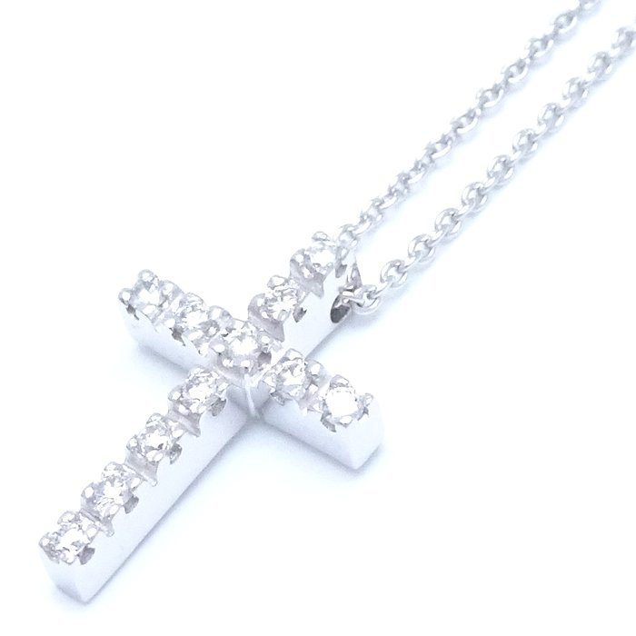 STAR JEWELRY Cross 18K White Gold Necklace Diamond 0.11ct /290943 