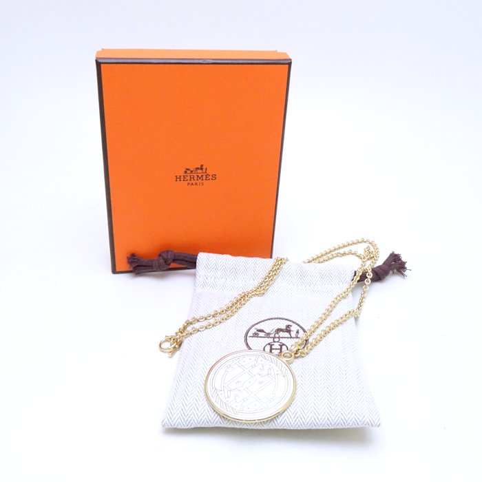 HERMES Medaille Quadriage GM Gold Plated Necklace /291771 | eBay