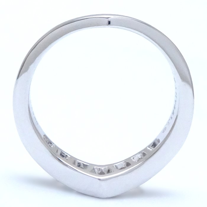 TIFFANY&Co. V band Platinum950 ring 7P Diamond Size 4.25