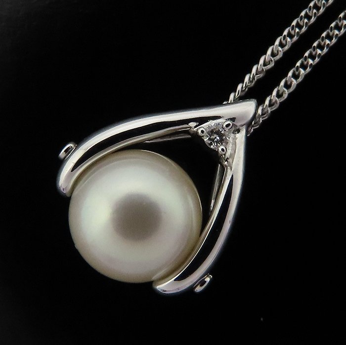 アクセサリー TASAKI 8,17 mm 18 KWG TASAKI 18K White Gold Necklace Pearl 8.1mm Diamond 0.01ct /295366