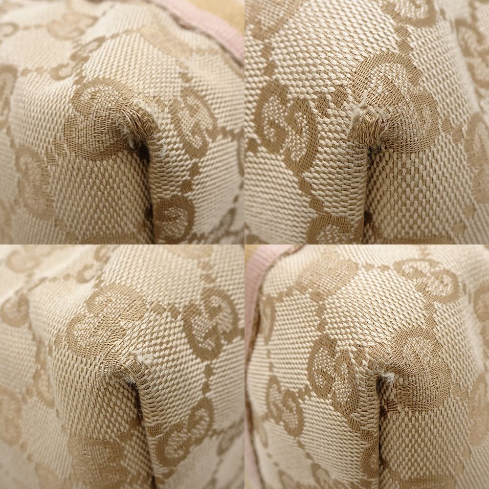 GUCCI Tote Bag Sherry line 137396 GG canvas/ Leather Beige Gold