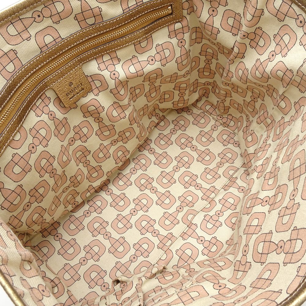 GUCCI Tote Bag Sherry line 137396 GG canvas/ Leather Beige Gold