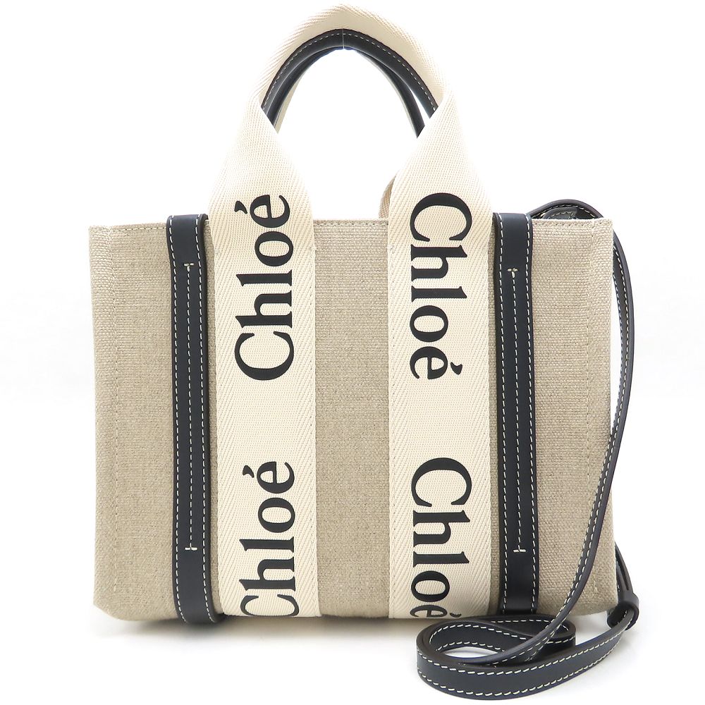 CHLOE| (CHC22AS397I26 91J) Chloe Woody Small Tote 2WAY CHC22AS397I2691J linen/ Calfskin