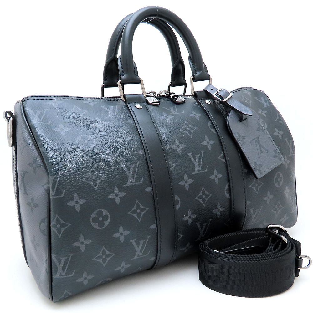 【Louis Vuitton】キュイール オンブレ カバ　ビジネスバック LOUIS VUITTON Monogram Eclipse Keepall Bandouliere 35 M46655 Black