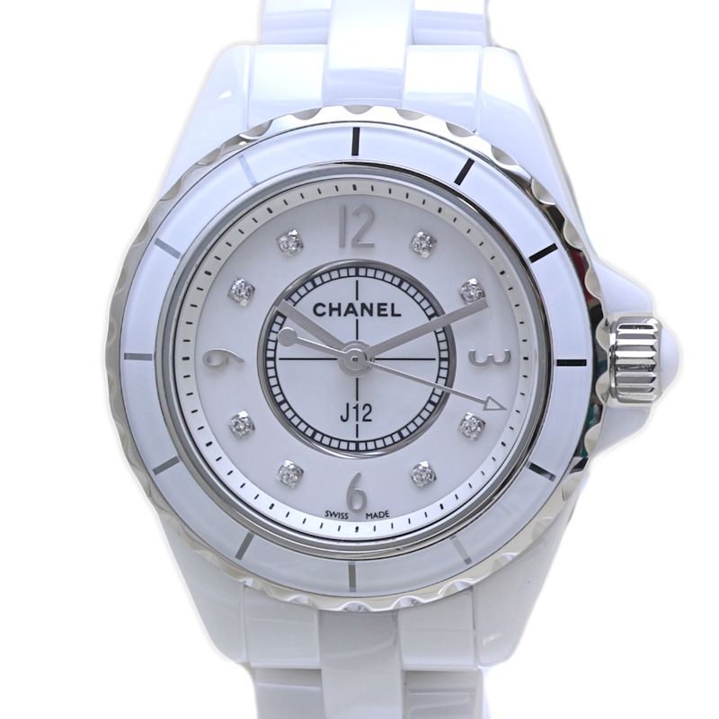 CHANEL J12 White Ceramic Diamonds H2570 MOP Women display picture 2