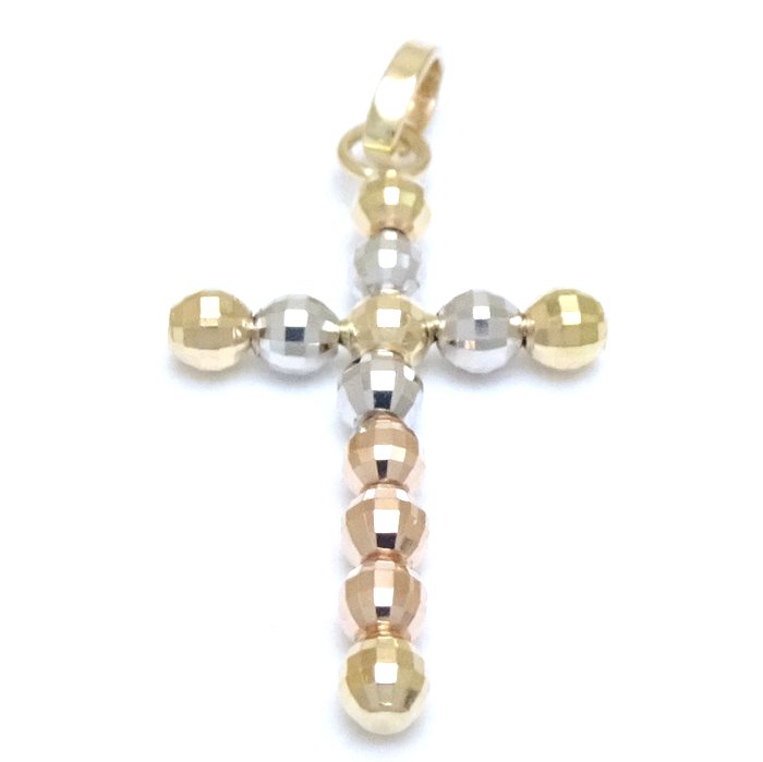 アクセサリー K18 Cross Pendant K18 Tri-color Cross Gold Pendant Top Charm Cut ball /79021