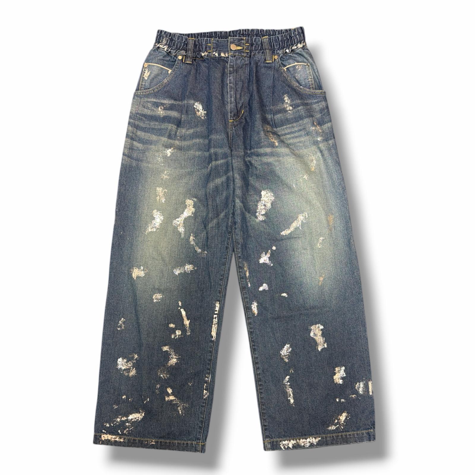 clesste デニムパンツ CLESSTE SILVER PRINT VINTAGE WASH SELVEDGE DENIM WIDE PANTS CLS-PT