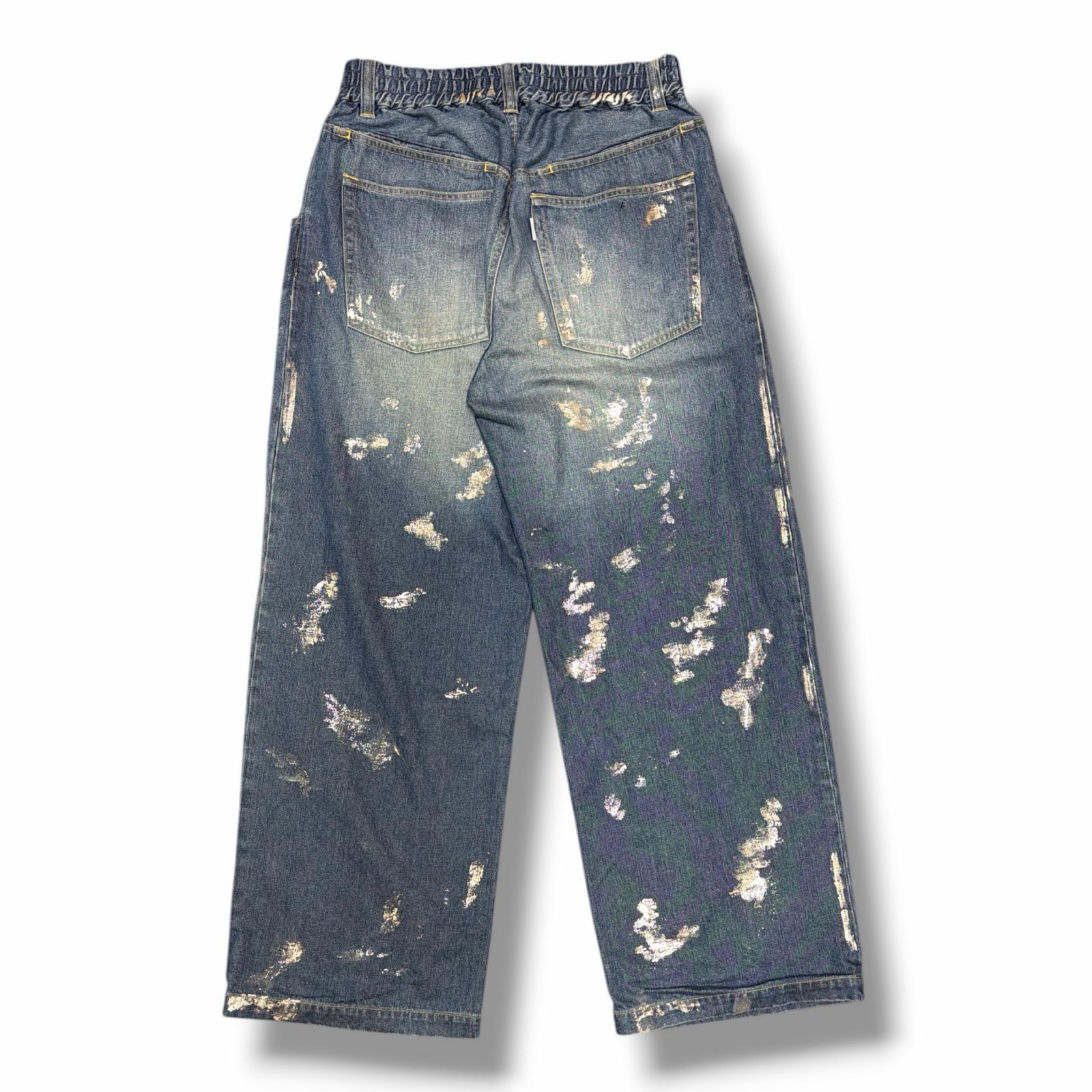 CLESSTE SILVER PRINT VINTAGE WASH SELVEDGE DENIM WIDE PANTS CLS-PT