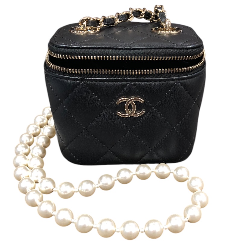 CHANEL Matelasse Mini Vanity Pearl Chain AP2581 Shoulder Bag Japan ookura