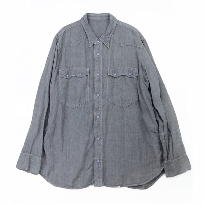 PORTER CLASSIC Linen Western Shirt L/S Mens Size XXL Gray