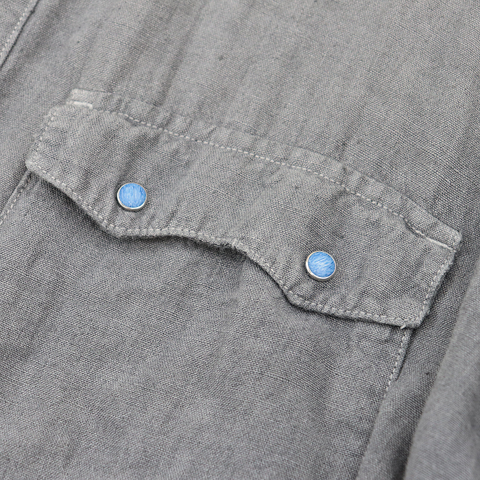 トップス porterclassic LINEN WESTERN SHIRT PORTER CLASSIC Linen Western Shirt L/S Mens Size XXL Gray