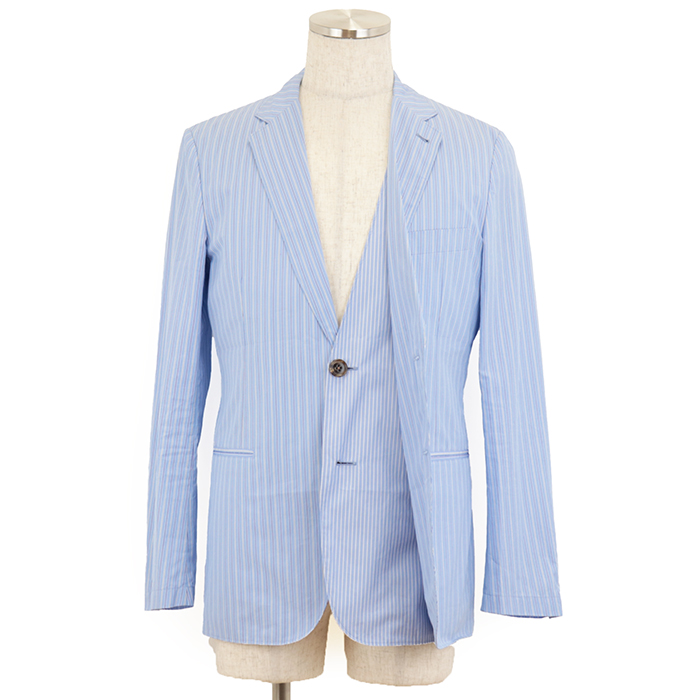 HERMES Stripe Pattern Layered Shirt Jacket Mens Size 46 Saxblue