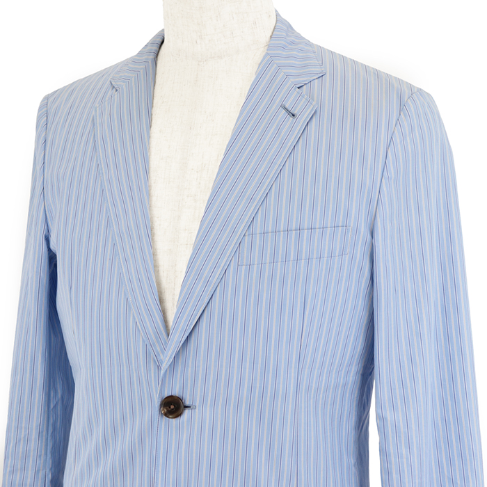 HERMES Stripe Pattern Layered Shirt Jacket Mens Size 46 Saxblue