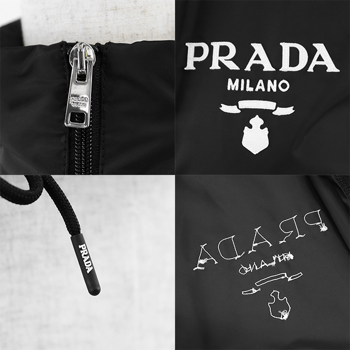 PRADA 2021y RE-NYLON Logo Patch Cropped Rain Jacket Women Size 38