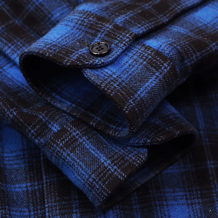CELINE PARIS Flannel Shirt Check-pattern Long-sleeve Wool Mens